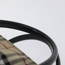 BURBERRY Nova Check Blue Label Hand Bag Nylon Beige Silver Auth kk530-8