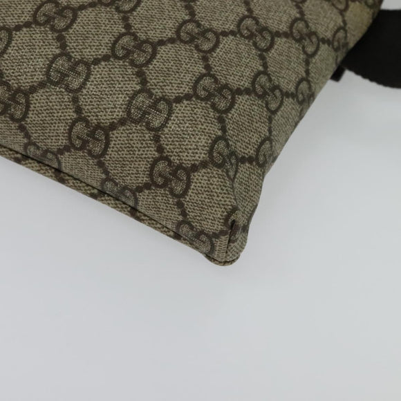 GUCCI GG Supreme Waist bag PVC Beige Silver 28566 Auth kk532