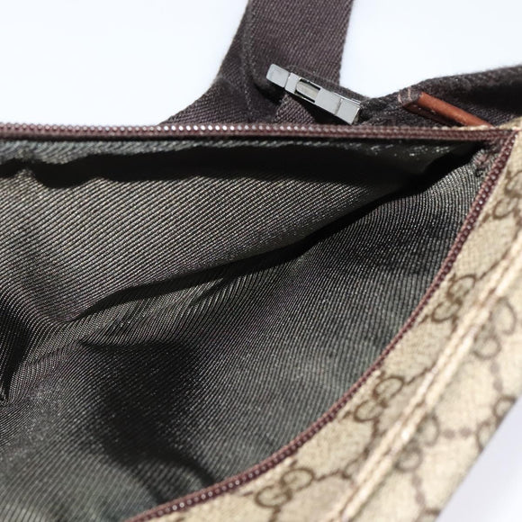 GUCCI GG Supreme Waist bag PVC Beige Silver 28566 Auth kk532