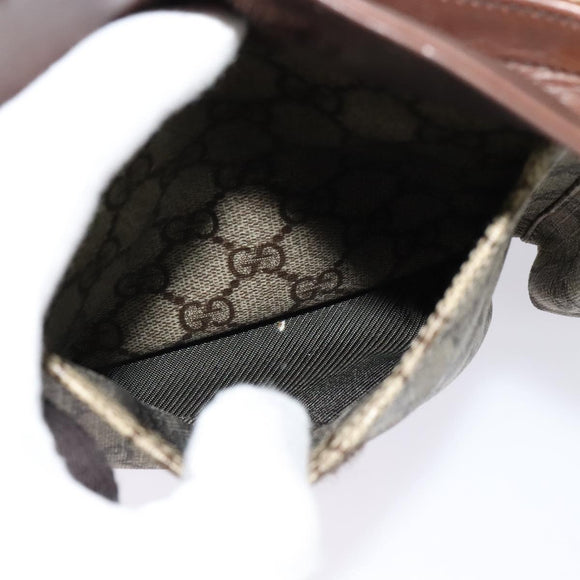 GUCCI GG Supreme Waist bag PVC Beige Silver 28566 Auth kk532