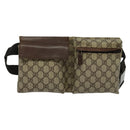 GUCCI GG Supreme Waist bag PVC Beige Silver 28566 Auth kk532-13
