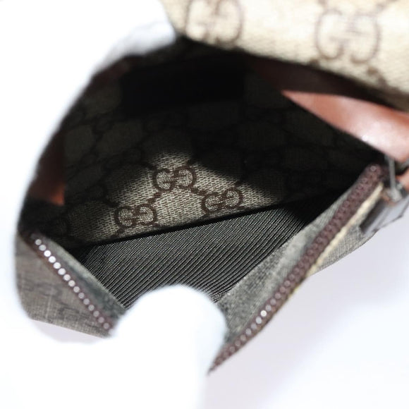 GUCCI GG Supreme Waist bag PVC Beige Silver 28566 Auth kk532