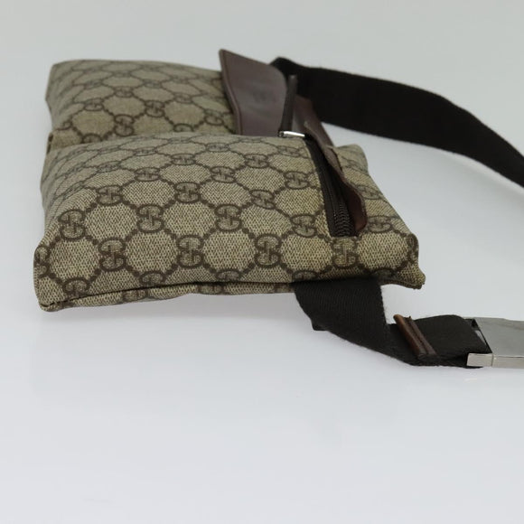 GUCCI GG Supreme Waist bag PVC Beige Silver 28566 Auth kk532