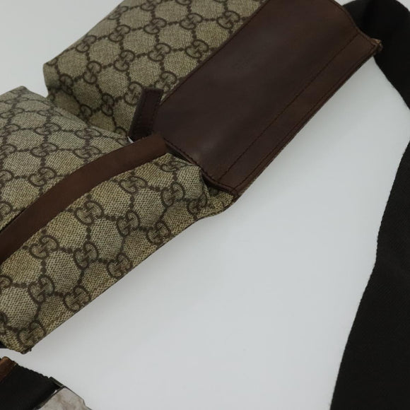 GUCCI GG Supreme Waist bag PVC Beige Silver 28566 Auth kk532