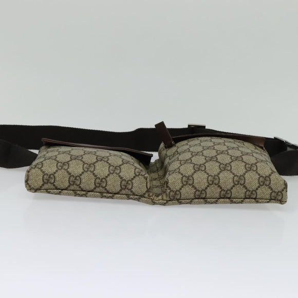 GUCCI GG Supreme Waist bag PVC Beige Silver 28566 Auth kk532