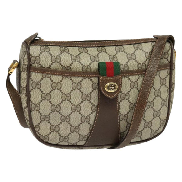 GUCCI GG Supreme Web Sherry Line Shoulder Bag PVC Beige 89 02 032 Auth kk533