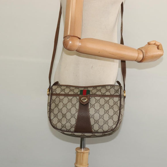 GUCCI GG Supreme Web Sherry Line Shoulder Bag PVC Beige 89 02 032 Auth kk533