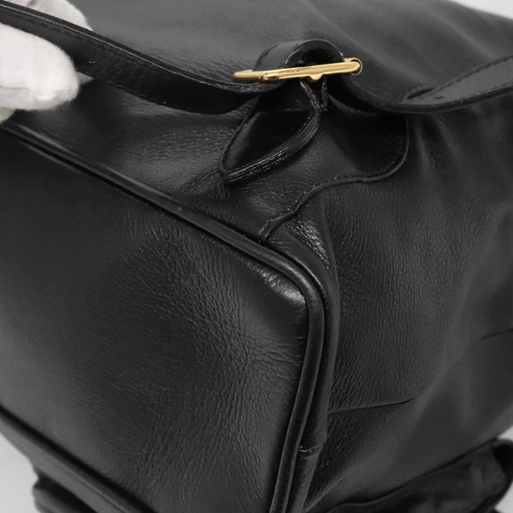 GUCCI Bamboo Backpack Leather Black Gold 003 2058 0030 Auth kk534