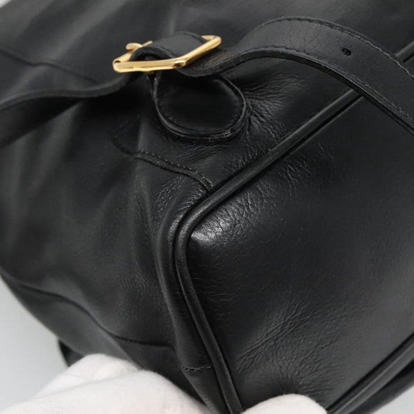 GUCCI Bamboo Backpack Leather Black Gold 003 2058 0030 Auth kk534