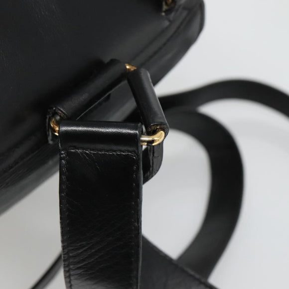 GUCCI Bamboo Backpack Leather Black Gold 003 2058 0030 Auth kk534