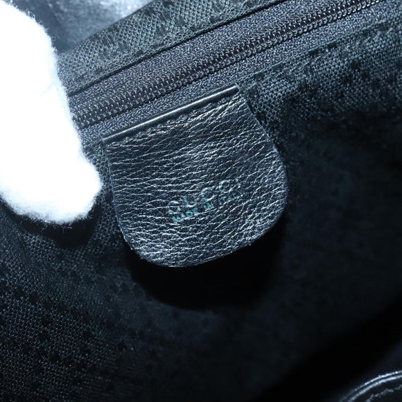 GUCCI Bamboo Backpack Leather Black Gold 003 2058 0030 Auth kk534