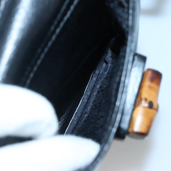 GUCCI Bamboo Backpack Leather Black Gold 003 2058 0030 Auth kk534