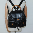 GUCCI Bamboo Backpack Leather Black Gold 003 2058 0030 Auth kk534-25