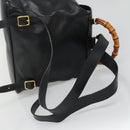 GUCCI Bamboo Backpack Leather Black Gold 003 2058 0030 Auth kk534-8