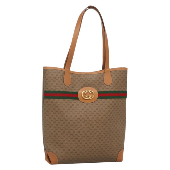 GUCCI Micro GG Supreme Web Sherry Line Bag PVC Beige 002 904 0131 Auth kk538