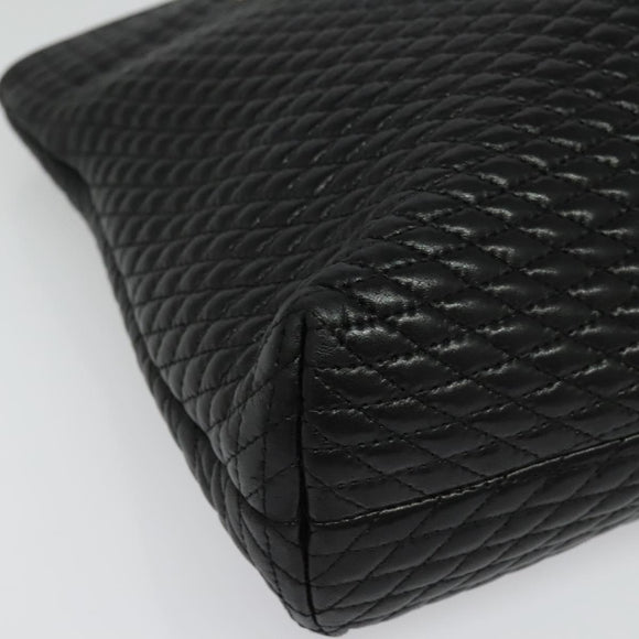 BALLY Chain Shoulder Bag Leather Black Gold Auth kk542