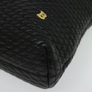 BALLY Chain Shoulder Bag Leather Black Gold Auth kk542-9