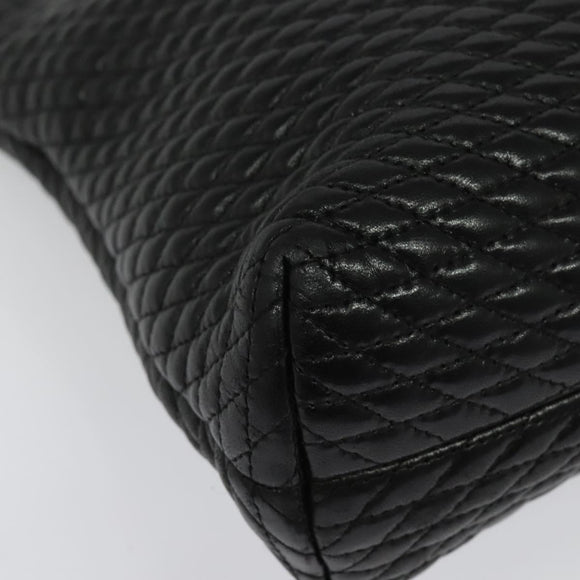 BALLY Chain Shoulder Bag Leather Black Gold Auth kk542