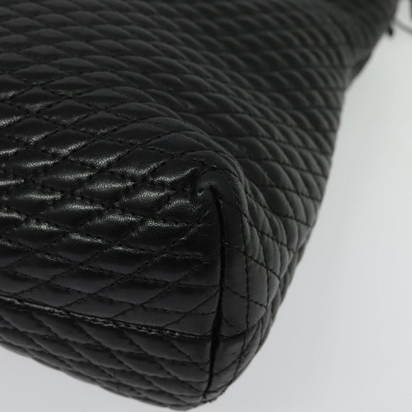 BALLY Chain Shoulder Bag Leather Black Gold Auth kk542