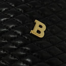 BALLY Chain Shoulder Bag Leather Black Gold Auth kk542-17