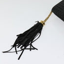 BALLY Chain Shoulder Bag Leather Black Gold Auth kk542-10