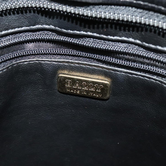 BALLY Chain Shoulder Bag Leather Black Gold Auth kk542