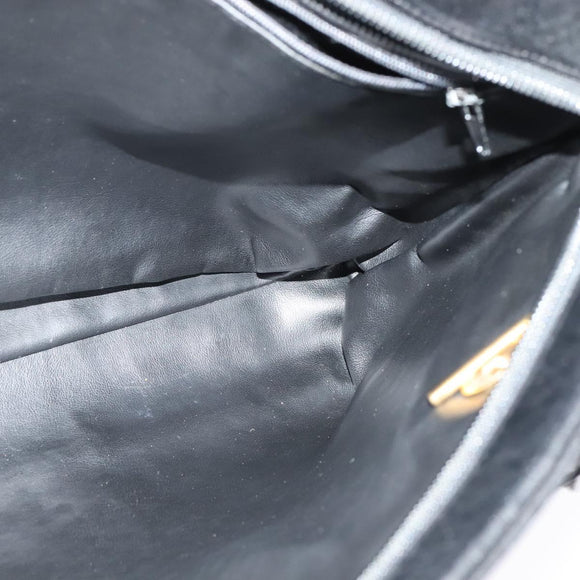 BALLY Chain Shoulder Bag Leather Black Gold Auth kk542