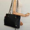 BALLY Chain Shoulder Bag Leather Black Gold Auth kk542-21
