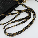 BALLY Chain Shoulder Bag Leather Black Gold Auth kk542-7