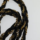 BALLY Chain Shoulder Bag Leather Black Gold Auth kk542-8