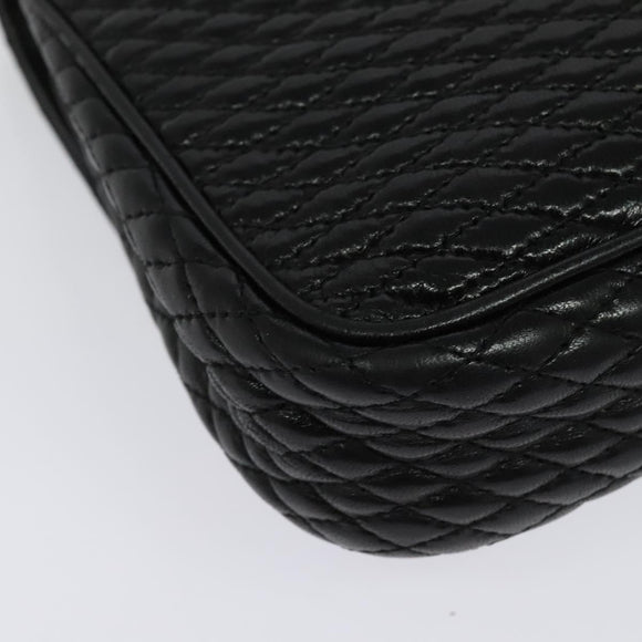 BALLY Chain Shoulder Bag Leather Black Gold Auth kk543