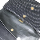 BALLY Chain Shoulder Bag Leather Black Gold Auth kk543-17