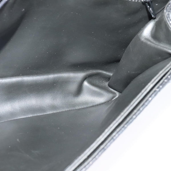 BALLY Chain Shoulder Bag Leather Black Gold Auth kk543