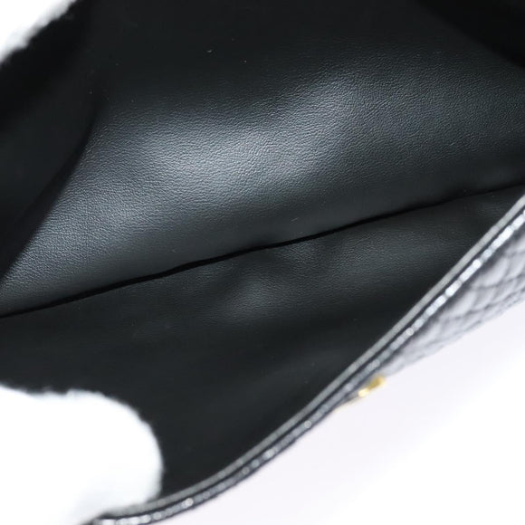 BALLY Chain Shoulder Bag Leather Black Gold Auth kk543