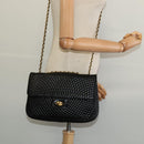 BALLY Chain Shoulder Bag Leather Black Gold Auth kk543-23