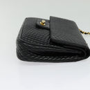 BALLY Chain Shoulder Bag Leather Black Gold Auth kk543-4
