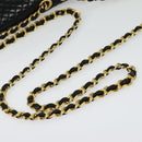 BALLY Chain Shoulder Bag Leather Black Gold Auth kk543-7