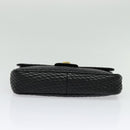 BALLY Chain Shoulder Bag Leather Black Gold Auth kk543-5