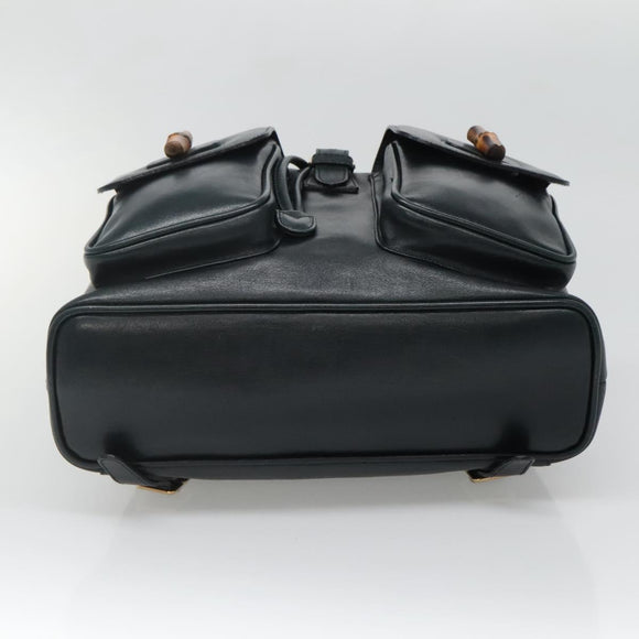 GUCCI Bamboo Backpack Leather Green Gold 003 2058 0016 Auth kk545