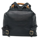 GUCCI Bamboo Backpack Leather Green Gold 003 2058 0016 Auth kk545-3