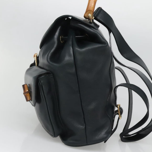 GUCCI Bamboo Backpack Leather Green Gold 003 2058 0016 Auth kk545