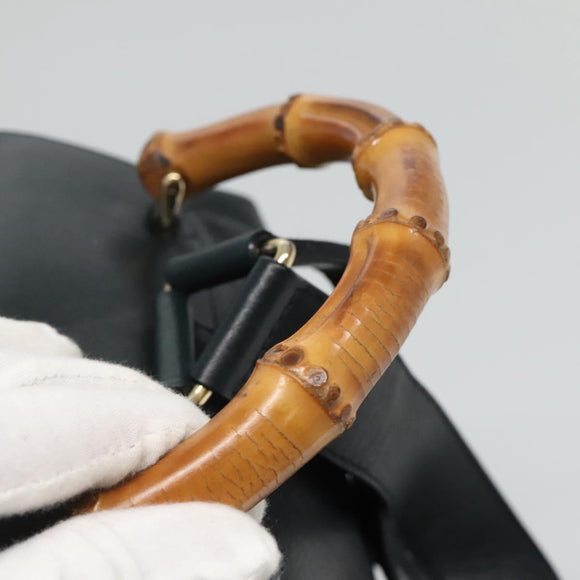 GUCCI Bamboo Backpack Leather Green Gold 003 2058 0016 Auth kk545