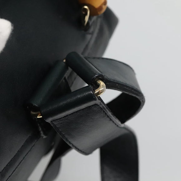 GUCCI Bamboo Backpack Leather Green Gold 003 2058 0016 Auth kk545