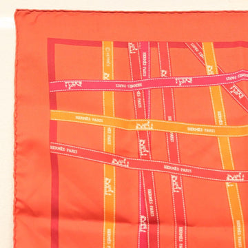 HERMES Carre 45 Scarf Silk Red Auth kk548 - 0