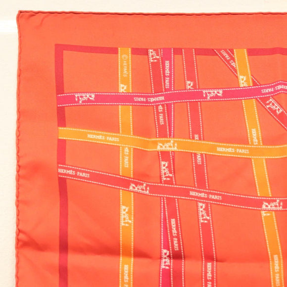 HERMES Carre 45 Scarf Silk Red Auth kk548