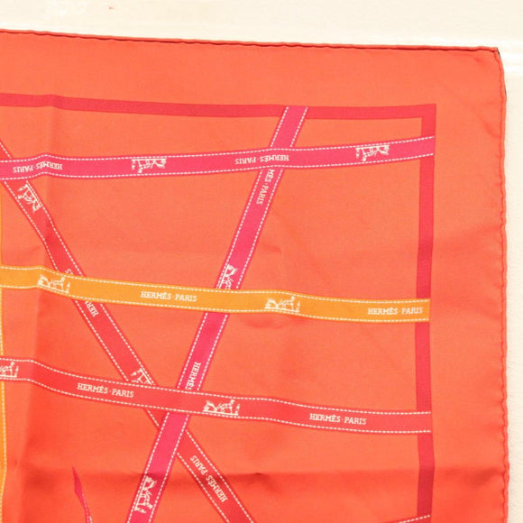 HERMES Carre 45 Scarf Silk Red Auth kk548