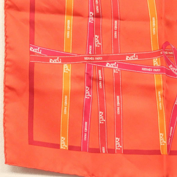 HERMES Carre 45 Scarf Silk Red Auth kk548