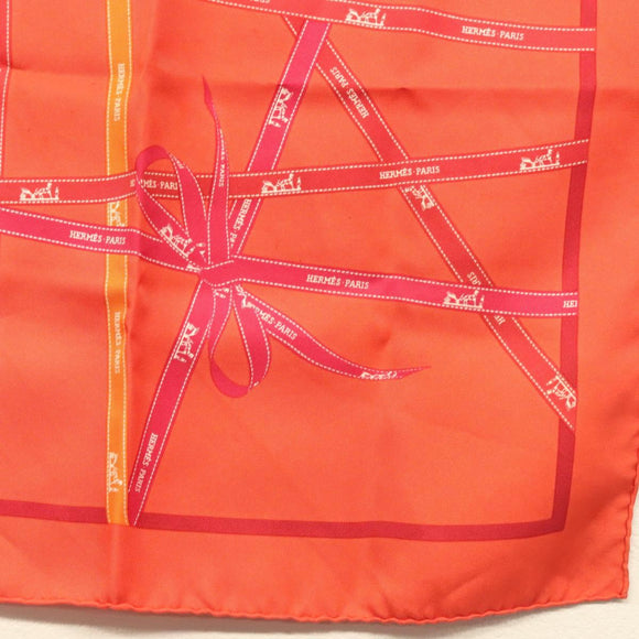 HERMES Carre 45 Scarf Silk Red Auth kk548