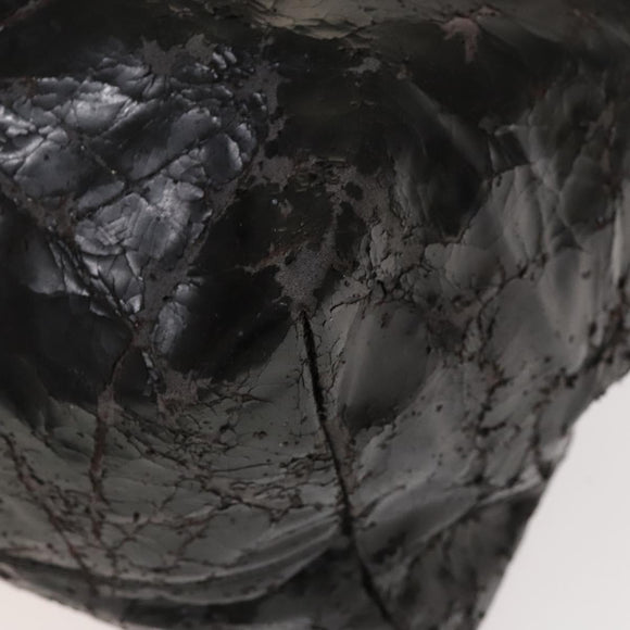 CHANEL Chain Shoulder Bag Coated Canvas Silver Black CC Auth kk553