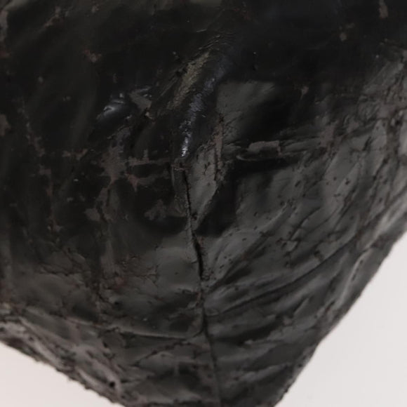 CHANEL Chain Shoulder Bag Coated Canvas Silver Black CC Auth kk553